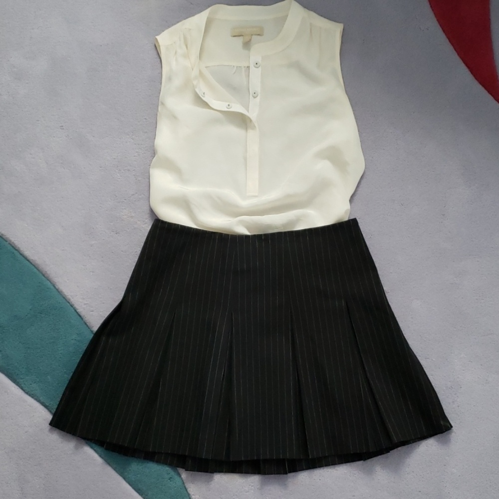 Theory Pleated Pinstriped Miniskirt